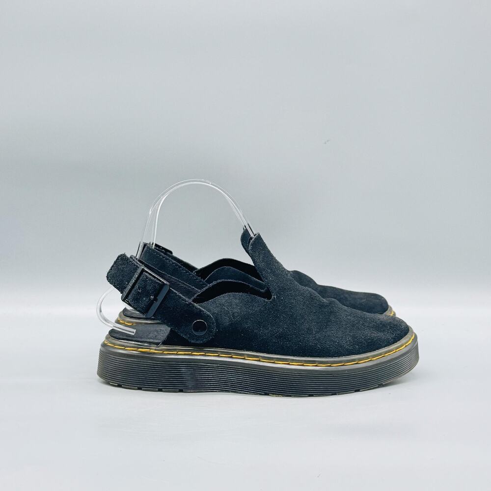 Dr Martens Sandals Womens 6 Black Suede Carlson Slingback Buckle Casual Shoes